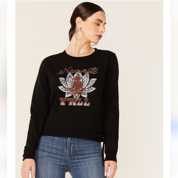 Shyanne Lace Graphic Namaste Long Sleeve Sweater Western Vintage Sweatshirt XXL - Picture 3 of 9